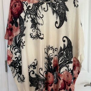 Chico's Black and Red Patterned Poncho